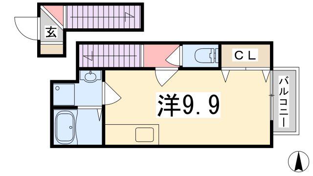 メモアール(1K/2階)の間取り写真