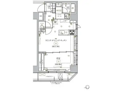 RELUXIA CITY東向島(1LDK/9階)の間取り写真