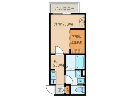 ベルビュー白金(1K/1階)の間取り写真