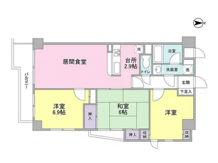 クレストコート(3LDK/3階)の間取り写真