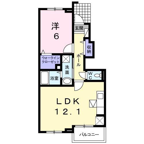 メゾンドゥエスポワールII-B(1LDK/1階)の間取り写真