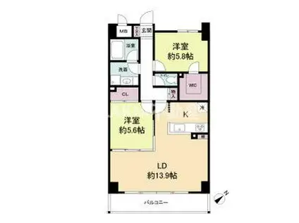 レシディア玉造(2LDK/8階)の間取り写真