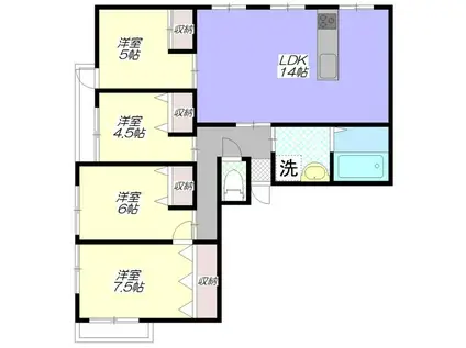 コアパレス常葉10(4LDK/4階)の間取り写真