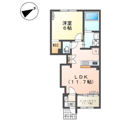 ディオ ポルテ(1LDK/1階)の間取り写真