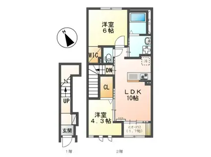 フローラ(2LDK/2階)の間取り写真