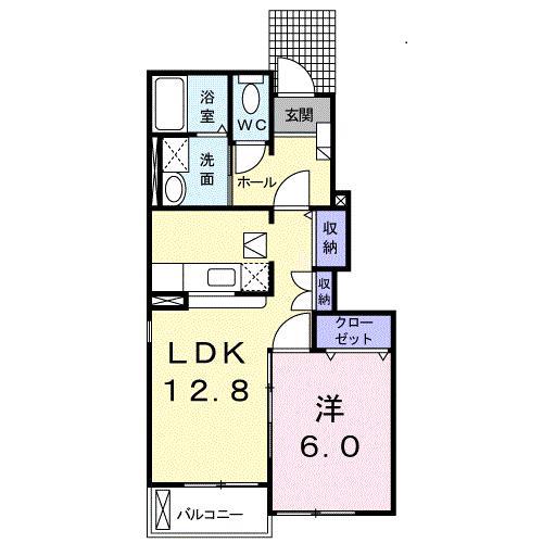 FAMILLE B棟(1LDK/1階)の間取り写真