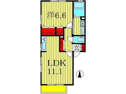 コンフィール(1LDK/2階)の間取り写真