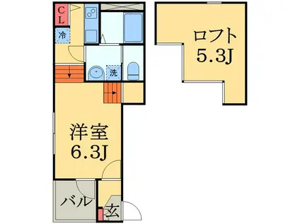 タウンフィールドI(ワンルーム/1階)の間取り写真