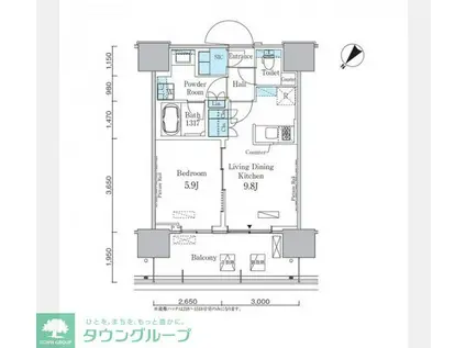 HARUMI FLAG PORT VILLAGE C棟(1LDK/3階)の間取り写真