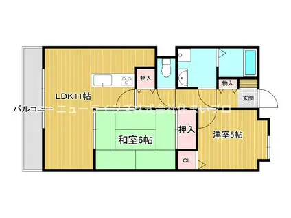 グレイシィーケイワイ(2LDK/4階)の間取り写真