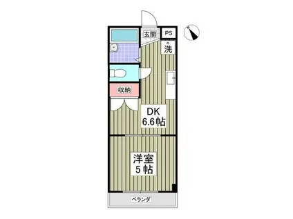 サンオールマンション(1DK/2階)の間取り写真