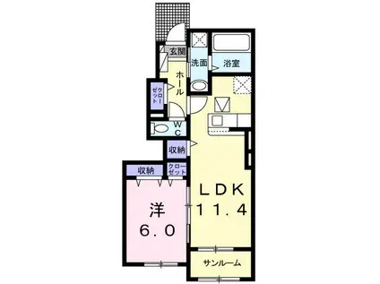 トリオ・グレースII(1LDK/1階)の間取り写真