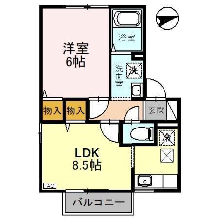沙羅の木(1LDK/1階)の間取り写真