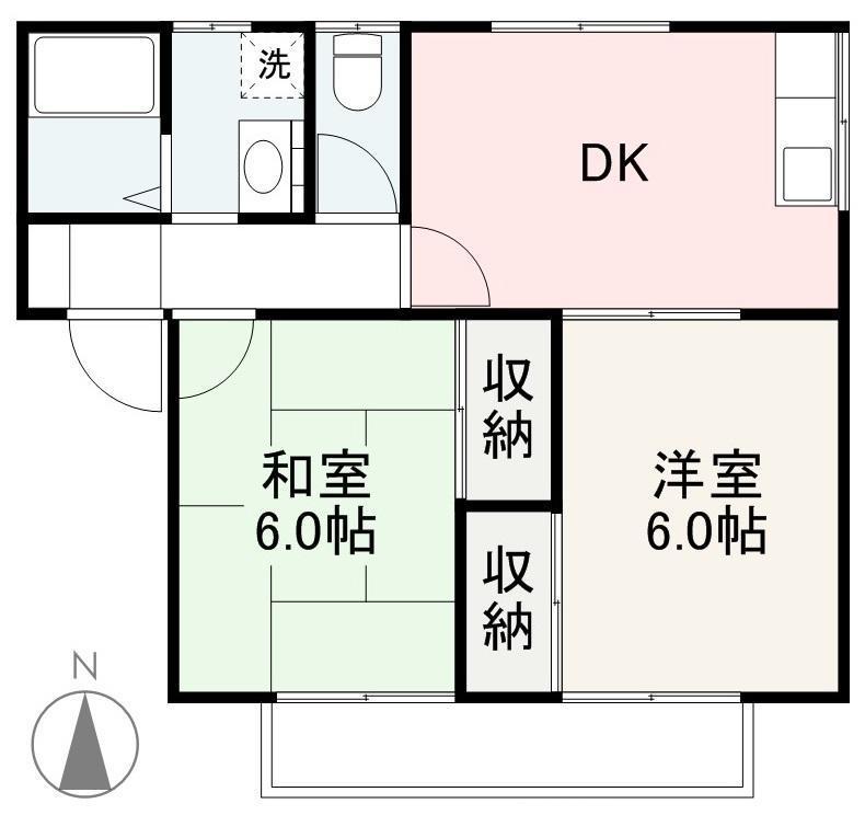 ガーデンヒルズ鬼無(2DK/2階)の間取り写真