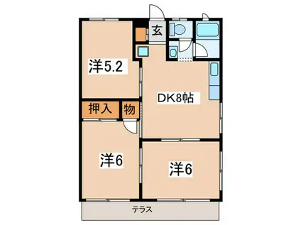 ハイツ日光2(3DK/1階)の間取り写真