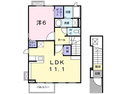 メビウス鏡III番館(1LDK/2階)の間取り写真