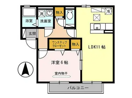 アムール B棟(1LDK/1階)の間取り写真