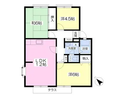 サンビレッジ市原ルミエールC(3LDK/1階)の間取り写真