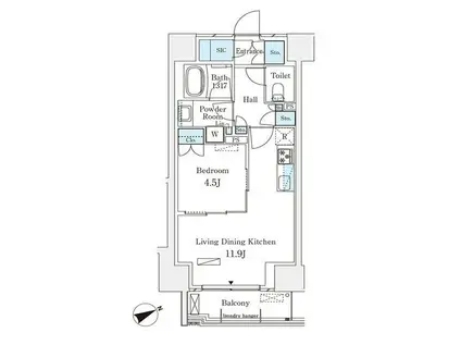 パークナードフィット南青山ガーデン(1LDK/9階)の間取り写真