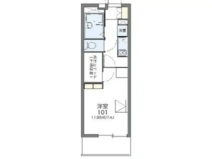 レオパレスライブラ(1K/3階)の間取り写真