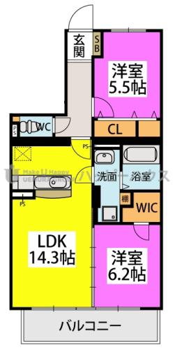 CANOA(2LDK/2階)の間取り写真