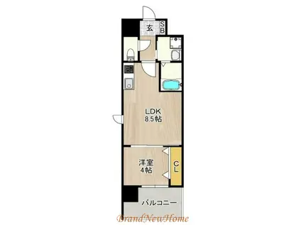 レクシア堺東(1LDK/1階)の間取り写真