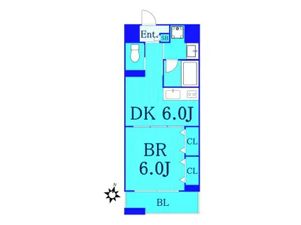 ツインズヤマキI(1DK/6階)の間取り写真