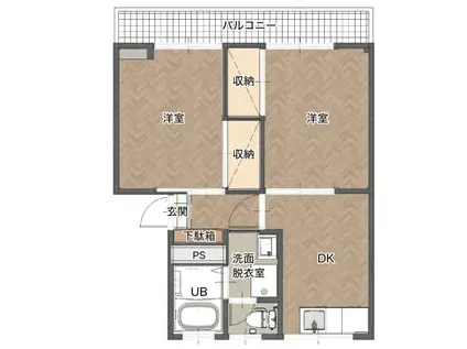 倉石コーポ(2DK/2階)の間取り写真