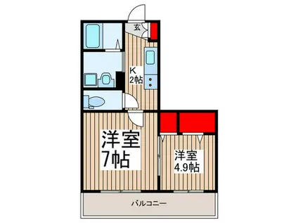 セジュール南浦和(2K/1階)の間取り写真