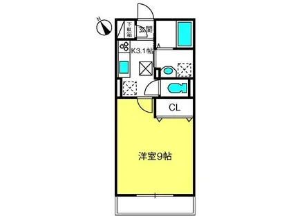 グラセフル(1K/1階)の間取り写真