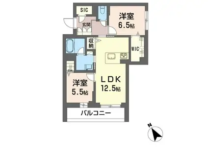 グラストン(2LDK/3階)の間取り写真