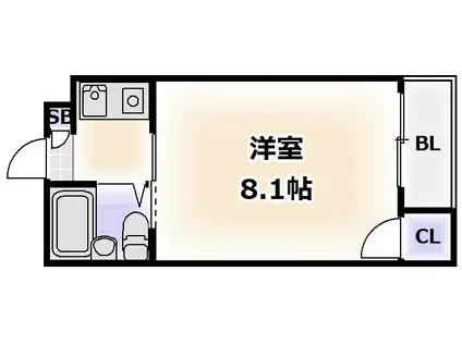 メロディーハイム美章園(1K/4階)の間取り写真