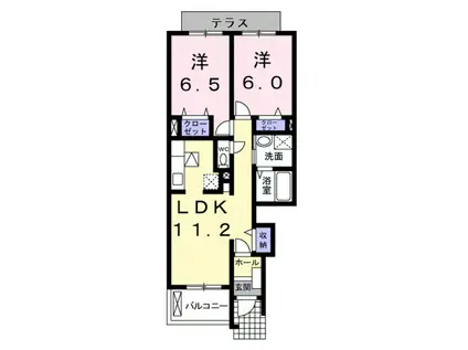 エレガンス(2LDK/1階)の間取り写真
