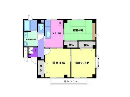 サンハイムサクライ(3K/3階)の間取り写真