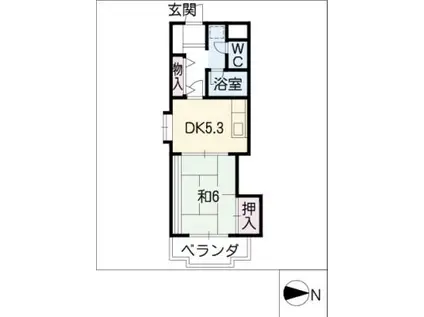 サンセール中園(1DK/3階)の間取り写真