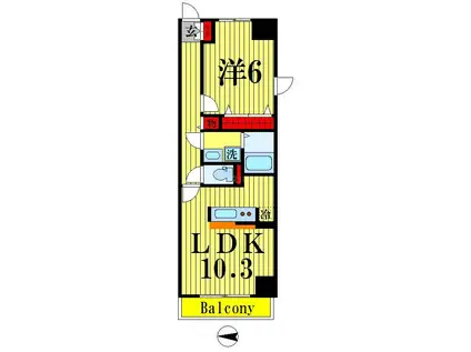 アルモ二ー・アビタシオン(1LDK/2階)の間取り写真