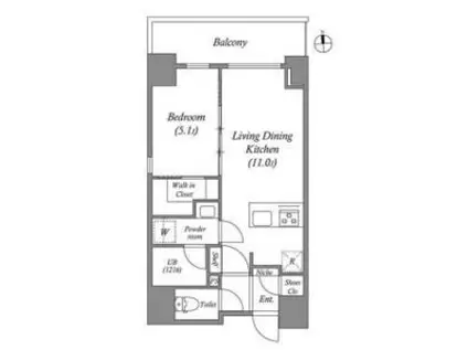 JP NOIE 上町台竜造寺(1LDK/2階)の間取り写真