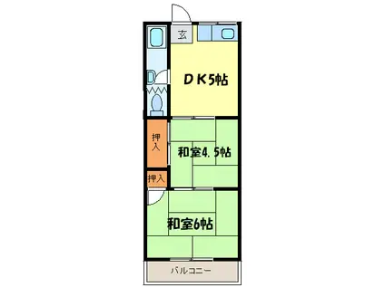 マンション朝霧1号館(2DK/5階)の間取り写真