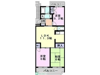 ジュネ向山二番館(3LDK/3階)の間取り写真