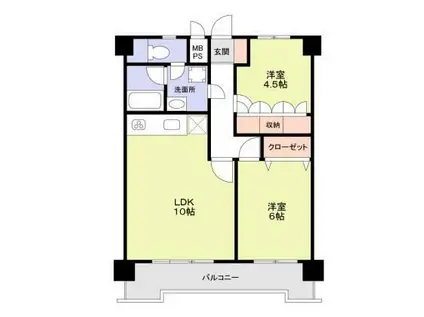 スミノ藤沢(2LDK/9階)の間取り写真