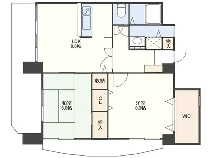 グレイス平田(2LDK/9階)の間取り写真