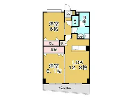 レジェンダ泉中央(2LDK/3階)の間取り写真