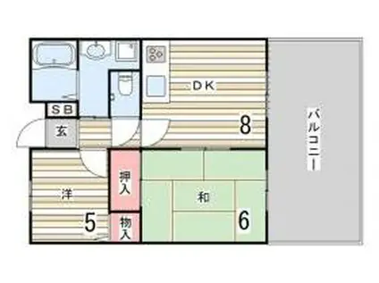 プリマベーラ千鳥ヶ丘(2DK/3階)の間取り写真