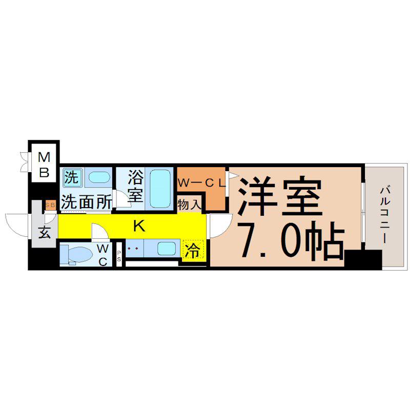 グランツェ名駅太閤通(1K/3階)の間取り写真
