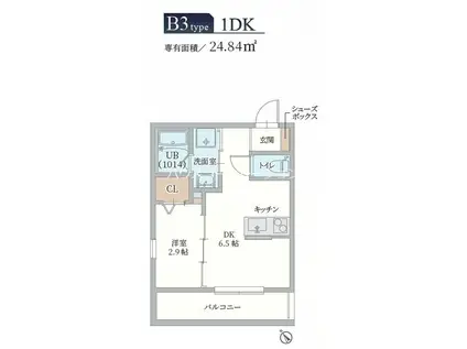 GAZELLE NOAH尼崎尾浜2(1DK/3階)の間取り写真