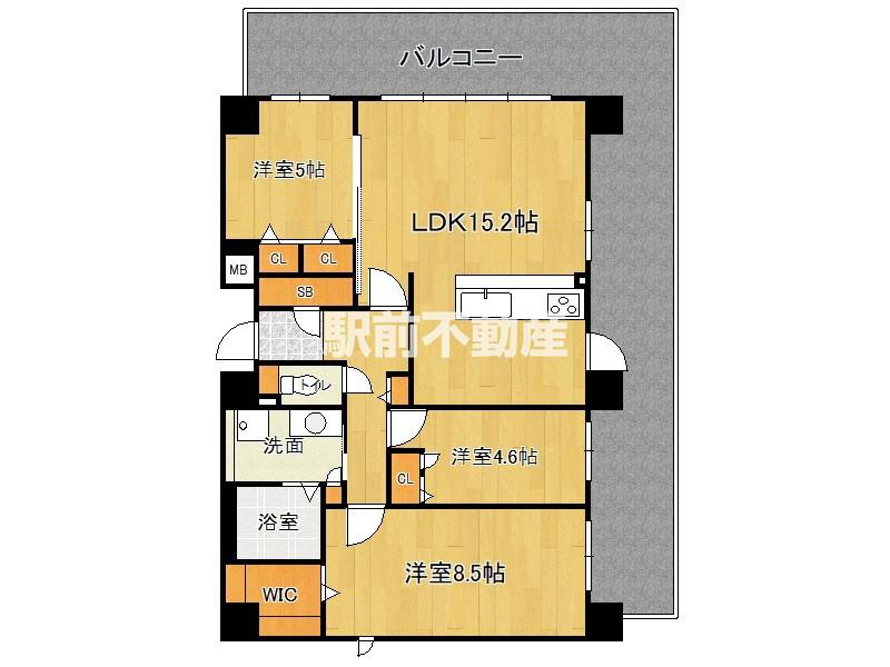 S-RESIDENCE百道AUREATE(3LDK/6階)の間取り写真