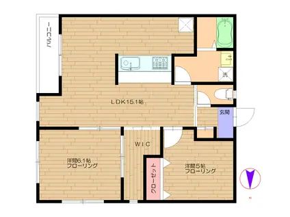 アップルハウスE館(2LDK/1階)の間取り写真
