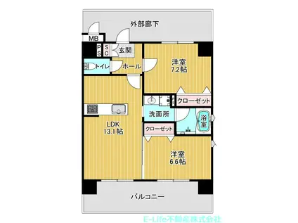 菊陽町原水 (2LDK/2階)の間取り写真
