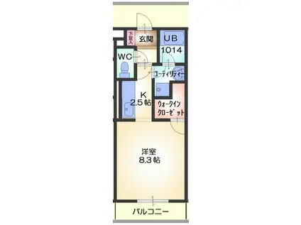 ウィンドローズ(ワンルーム/1階)の間取り写真