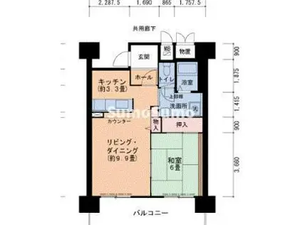 UR ルネシティ西宮津門2(1LDK/10階)の間取り写真